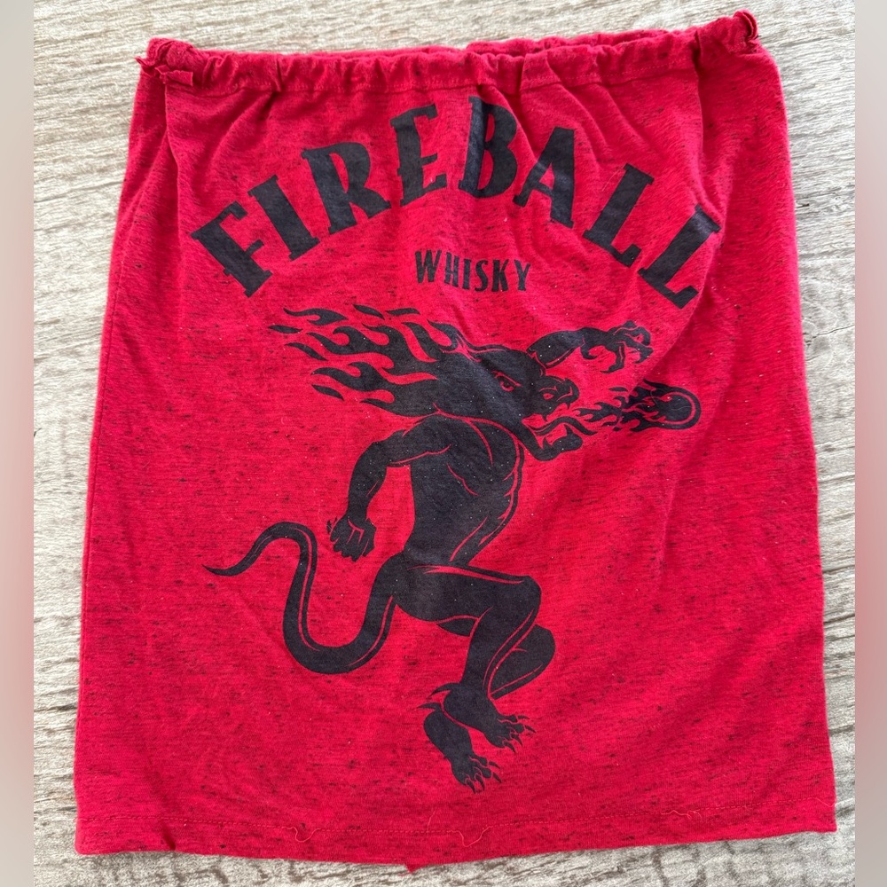 Fireball Whiskey strapless top repurposed fits an XS red black